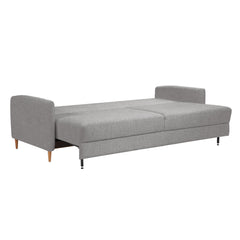 Kuvassa on 3-istuttava Stockholm-vuodesohva vuoteeksi levitettynä. Sohvassa on 12 cm korkeat tammijalat. Vuodesohvassa on näppärästi avautuva Easy Deluxe -vuodemekanismi.