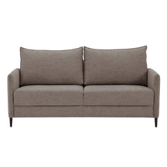 Stockholm Max Hybrid Deluxe 2-istuttava-vuodesohva ruskealla Oasis 03 -kankaalla. Vuodesohvassa on wengen väriset koivujalat.