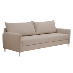 3-istuttava Stockholm-vuodesohva beigellä Oasis 02 -kankaalla. Sohvassa on 12 cm korkeat luonnonväriset tammijalat.