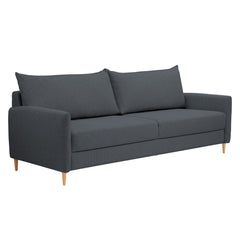 3-istuttava Stockholm-vuodesohva sinisellä Oasis 12 -kankaalla. Sohvassa on 12 cm korkeat luonnonväriset tammijalat.