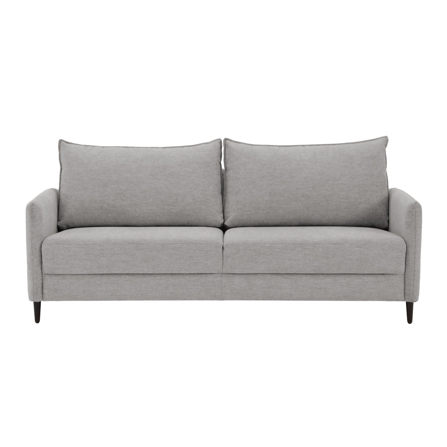 3-istuttava Stockholm-sohva vaaleanharmaalla Oasis 15 -kankaalla ja 12 cm korkeilla wengenvärisillä puujaloilla.