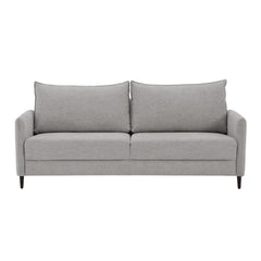 3-istuttava Stockholm-sohva vaaleanharmaalla Oasis 15 -kankaalla ja 12 cm korkeilla wengenvärisillä puujaloilla.