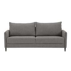 3-istuttava Stockholm-sohva harmaalla Oasis 17 -kankaalla ja 12 cm korkeilla wengenvärisillä puujaloilla.