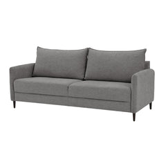 3-istuttava Stockholm-sohva harmaalla Oasis 17 -kankaalla ja 12 cm korkeilla wengenvärisillä puujaloilla.
