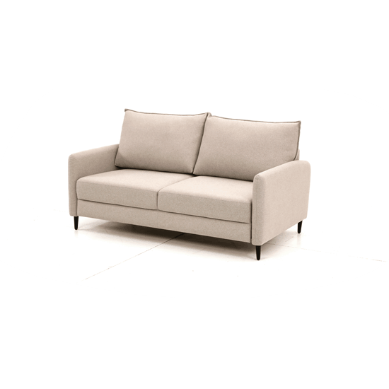 3D-kuvassa Stockholm Hybrid Deluxe -vuodesohva (Oasis 02 -kangas), josta saa helposti vuoteen Hydrid Deluxe -vuodemekanismin ansioista.