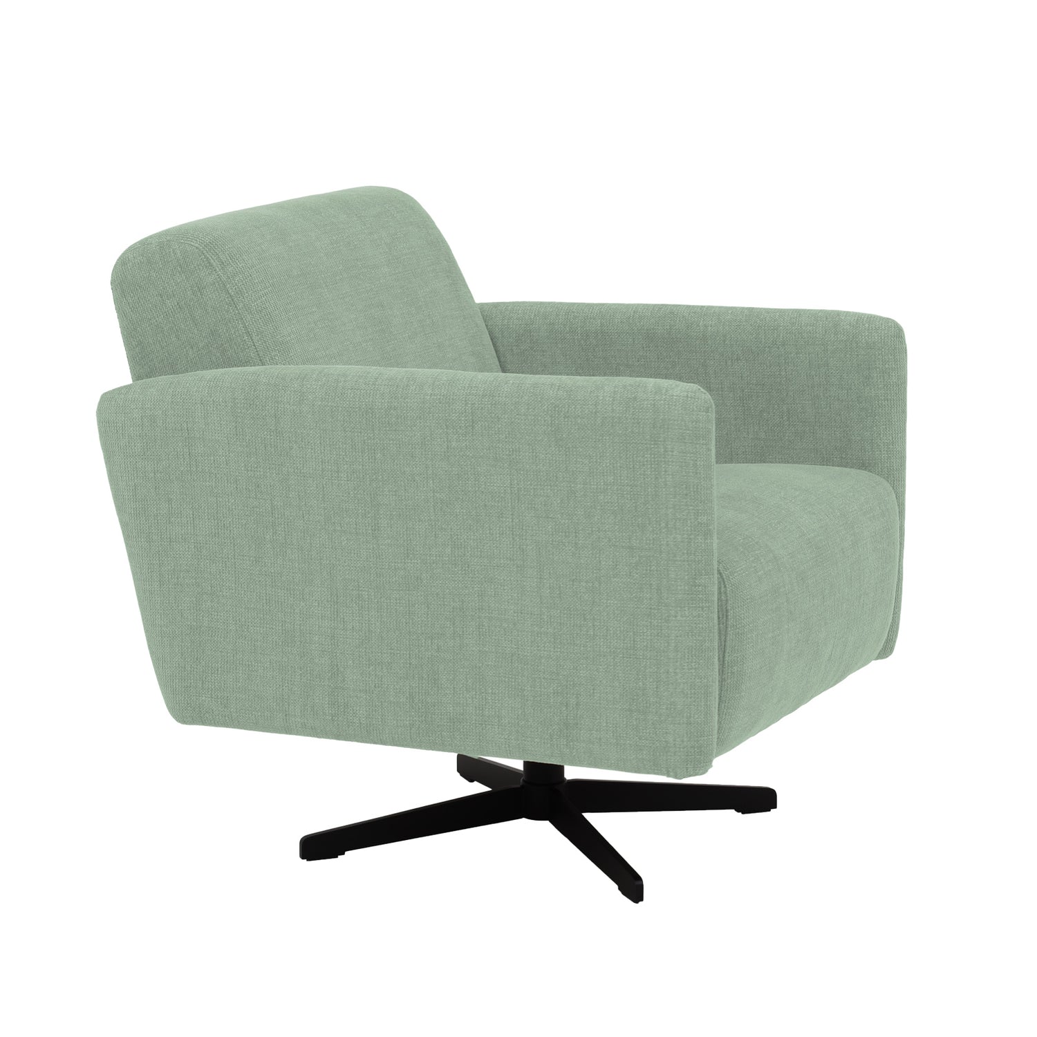 Stockholm-nojatuoli mintunvihreällä Nuvola 861 -kankaalla ja mustalla sakarajalalla.