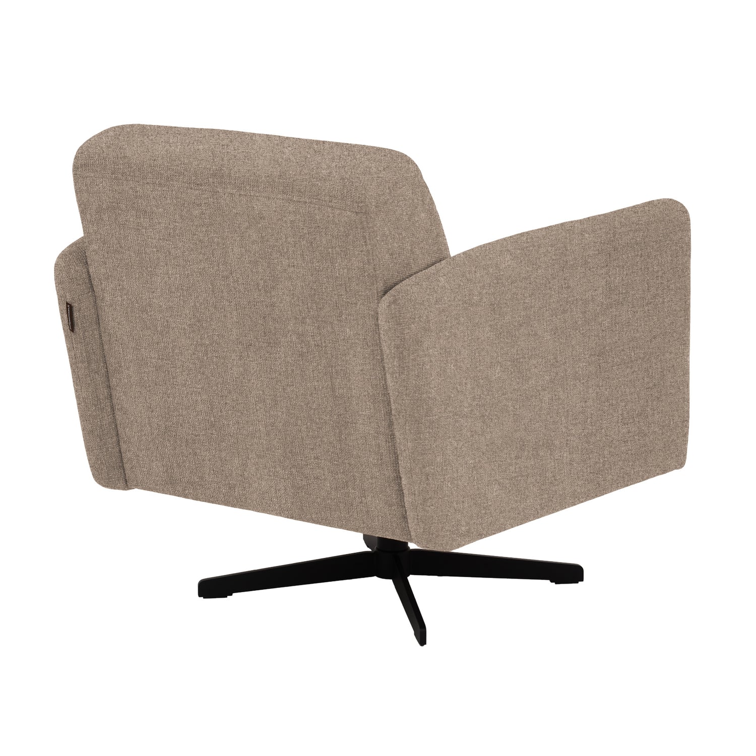 Stockholm-nojatuoli ruskealla Oasis 03 -kankaalla ja mustalla sakarajalalla.