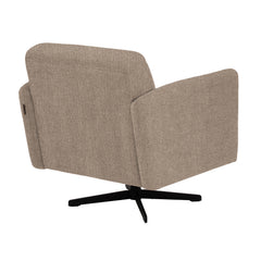 Stockholm-nojatuoli ruskealla Oasis 03 -kankaalla ja mustalla sakarajalalla.