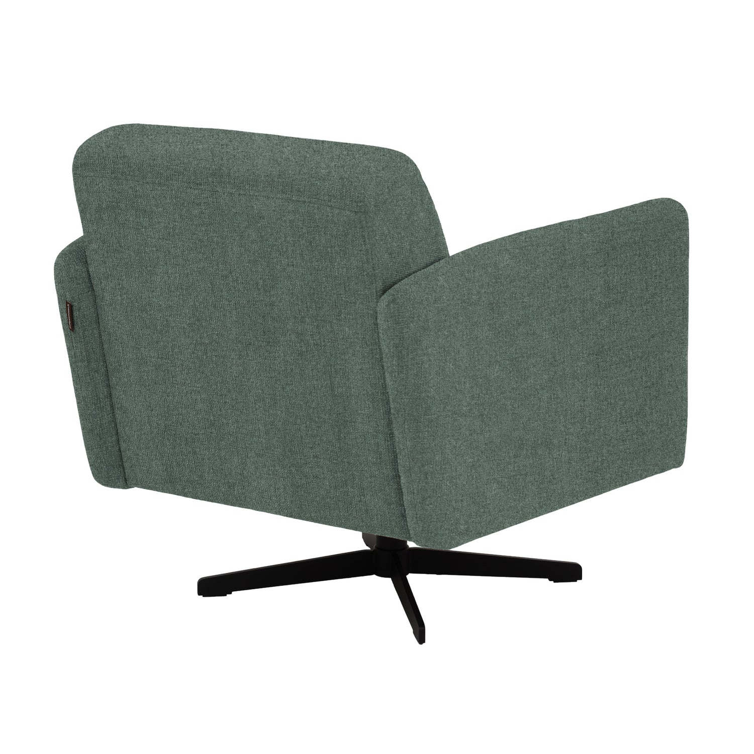 Stockholm-nojatuoli vihreällä Oasis 10 -kankaalla ja mustalla sakarajalalla.