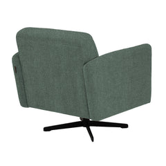 Stockholm-nojatuoli vihreällä Oasis 10 -kankaalla ja mustalla sakarajalalla.