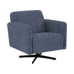 Stockholm-nojatuoli sinisellä Oasis 12 -kankaalla ja mustalla sakarajalalla.