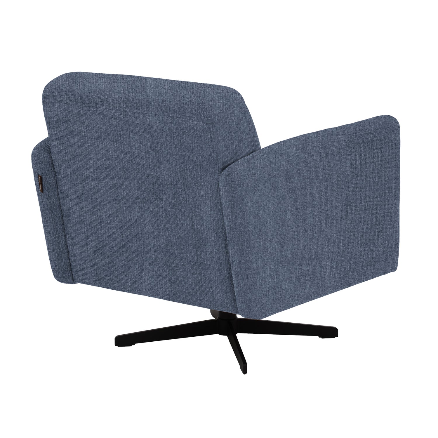 Stockholm-nojatuoli sinisellä Oasis 12 -kankaalla ja mustalla sakarajalalla.