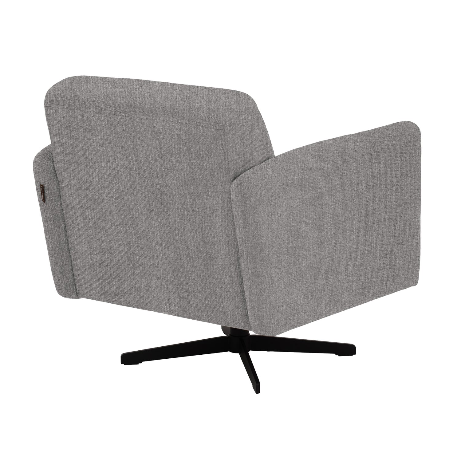 Stockholm-nojatuoli harmaalla Oasis 17 -kankaalla ja mustalla sakarajalalla.