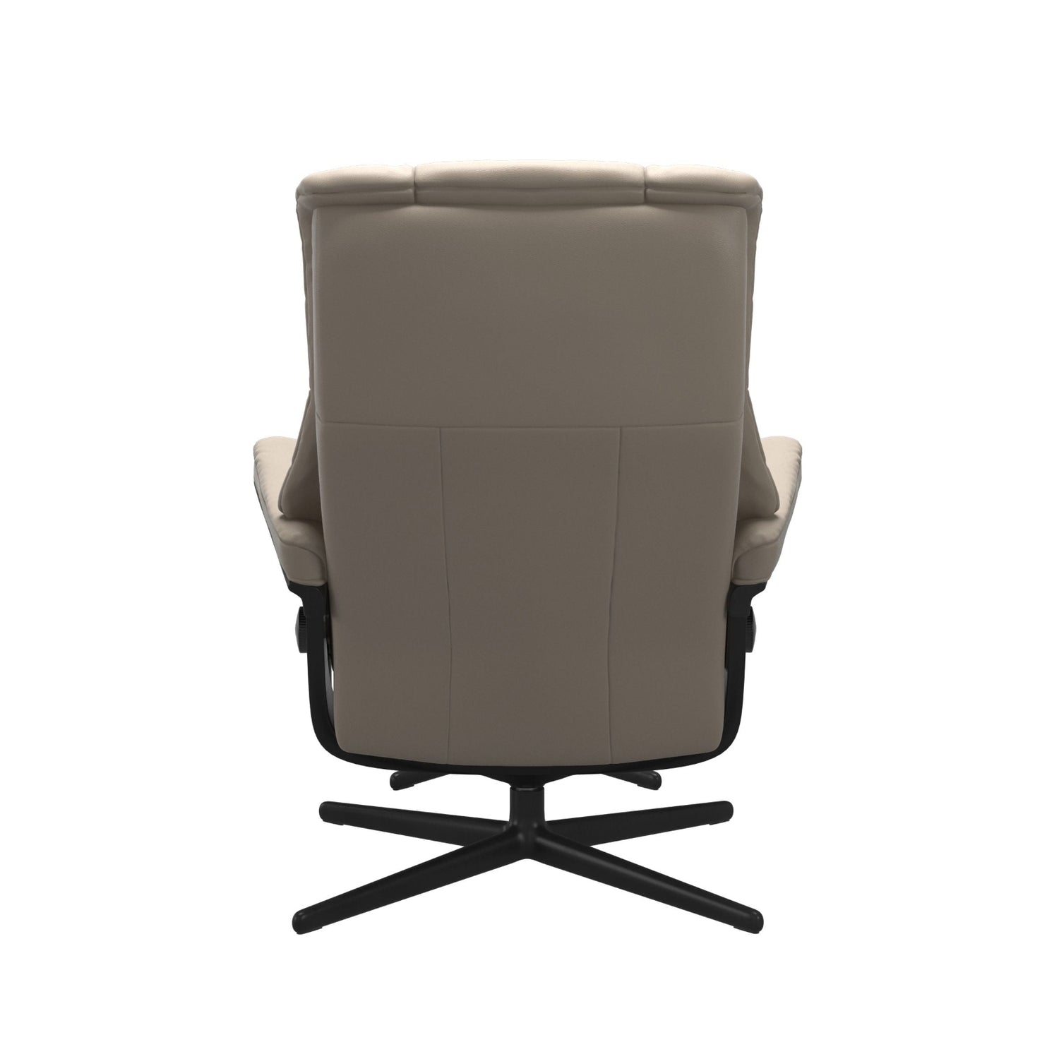 Stressless Mayfair -lepotuoli: Mushroom 45 Paloma -nahkaverhoilulla ja puuosiltaan musta petsattu pyökki mattamustalla Cross-metallijalustalla.