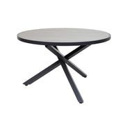 Musta/harmaa Suvi Aintwood-pyöreä pöytä 118 cm beigen värisenä.