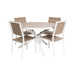 Suvi Aintwood - pyöreä pöytäryhmä beigen/greigen-valkoisen värisenä.