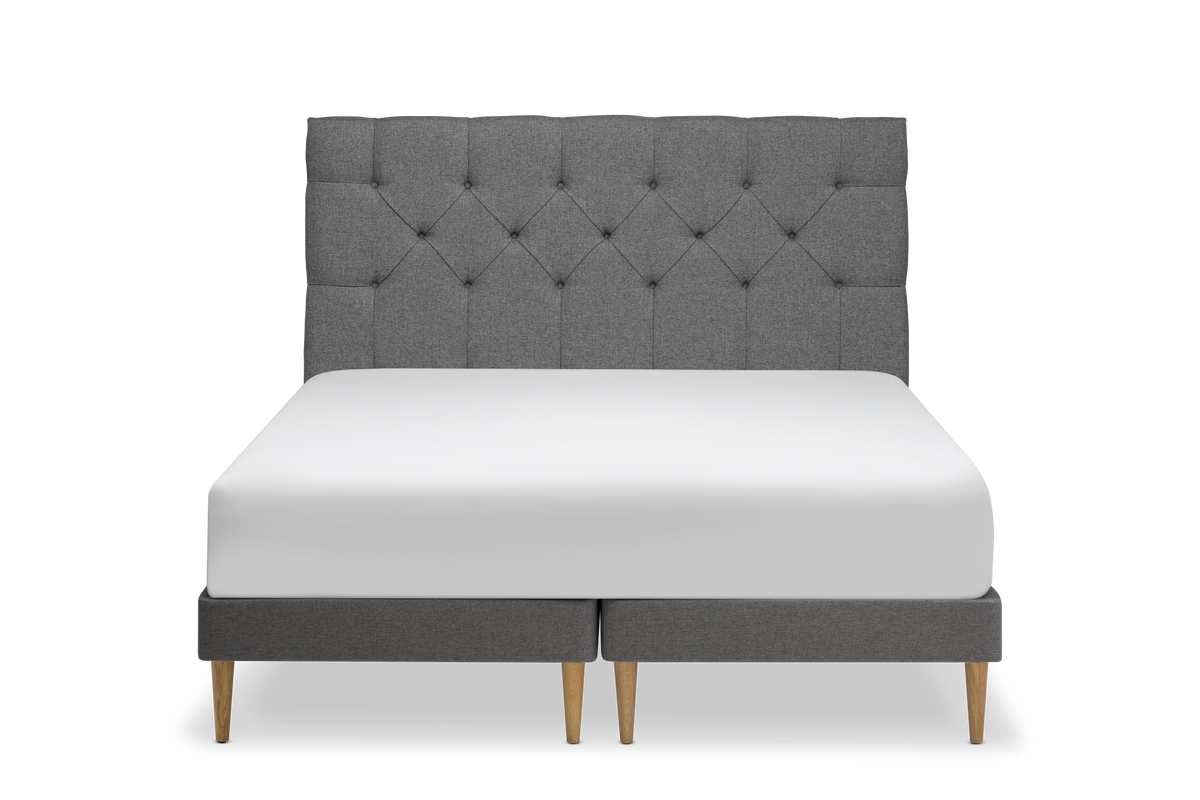 TEMPUR Stay -vuoderunkosänky edestä, grafiitti Dark Stone, koot 140 x 200, 160 x 200 ja 180 x 200 cm.