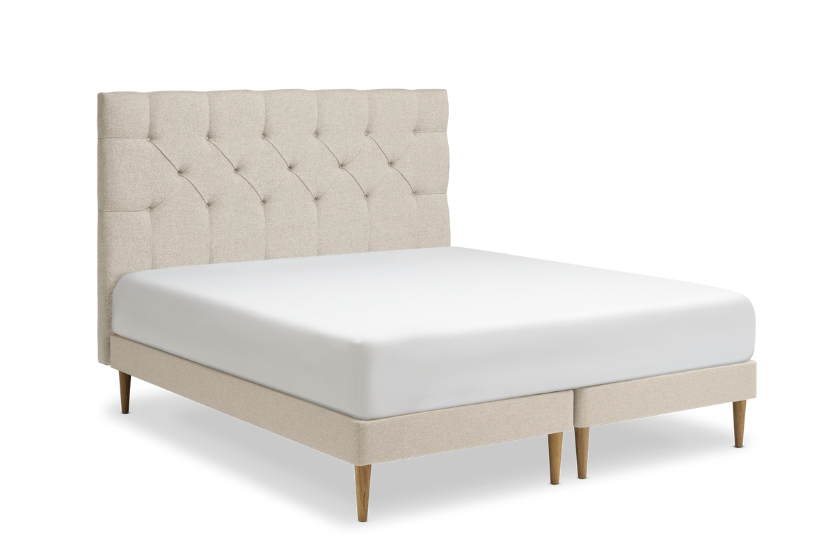 TEMPUR Stay -vuoderunkosänky viistosta, hiekka Sand, koot 140 x 200, 160 x 200 ja 180 x 200 cm.