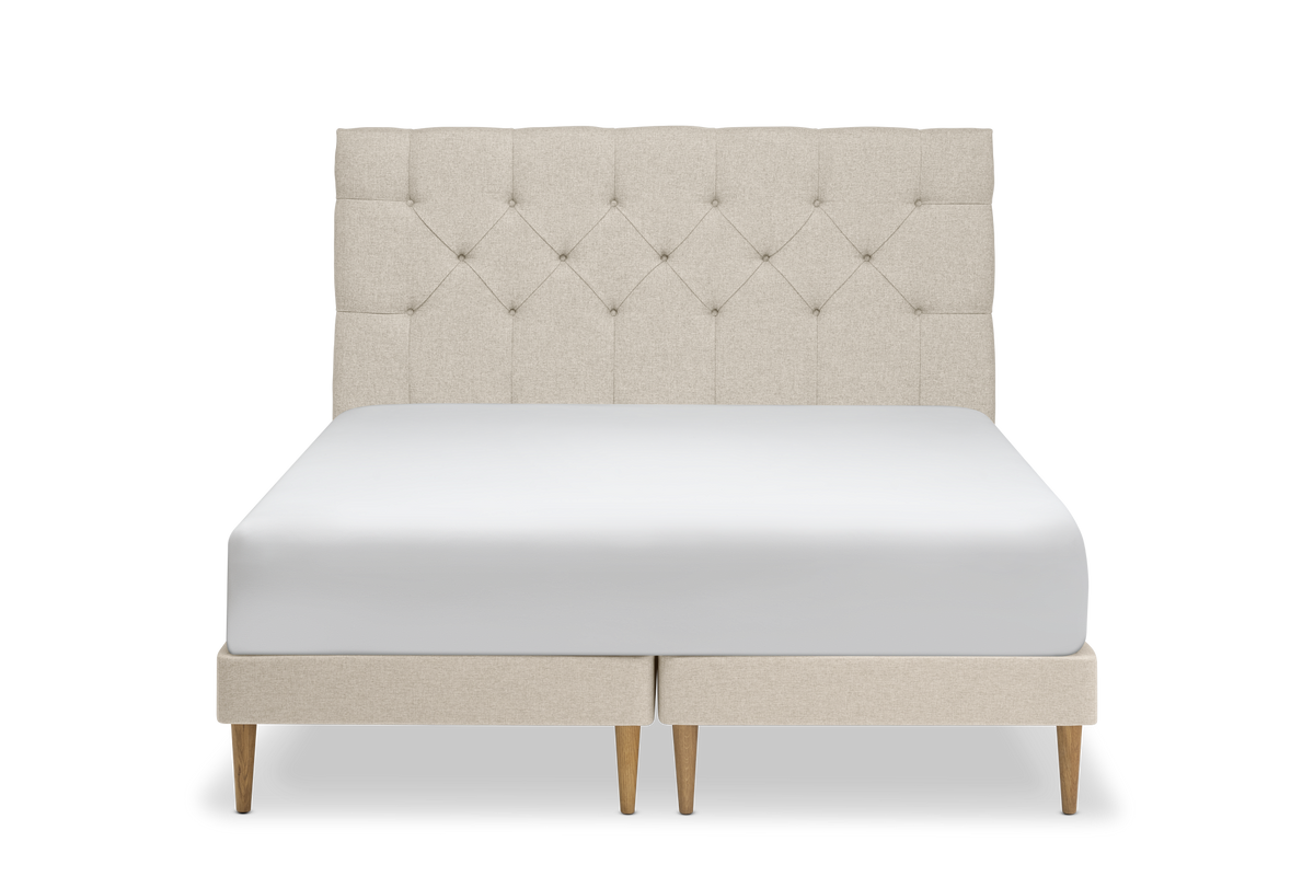 TEMPUR Stay -vuoderunkosänky edestä, hiekka Sand, koot 140 x 200, 160 x 200 ja 180 x 200 cm.