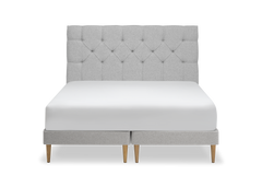 TEMPUR Stay -vuoderunkosänky edestä, harmaa Stone, koot 140 x 200, 160 x 200 ja 180 x 200 cm.