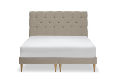 TEMPUR Stay -vuoderunkosänky edestä, tumma hiekka Warm Stone, koot 140 x 200, 160 x 200 ja 180 x 200 cm.