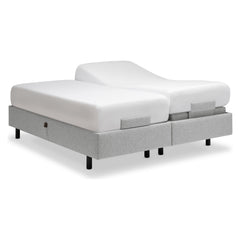 Tempur Boxspring Adjustable -parivuodepaketti harmaalla Stone -kankaalla verhoiltuna ja TEMPUR PRO Plus CoolQuilt 27 cm patjalla, sekä tummilla vakiojaloilla.