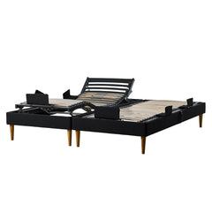 Kuvassa on 2 Tempur Move-säätövuoderunkoa hiilenmustalla Charcoal Grey -kankaalla verhoiltuna, luonnonvärisillä tammijaloilla. Tempur Move säätövuodepakettiin sisältyy   Tempur Pro 21 SmartCool patjat.