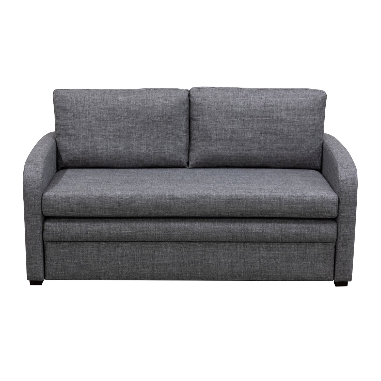 Torres-vuodesohva on verhoiltu harmaalla Tuuru Basic-kankaalla (JG04, GRI 489). Vuodesohvassa on nelikulmaiset mustat puujalat ja vuodevaatelaatikko.