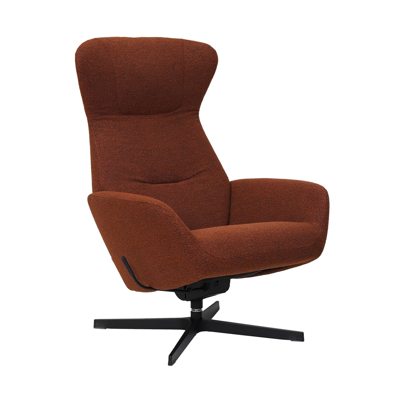 Konjakinruskea Yani-tuoli Alpine Hazel 062 -verhoilukankaalla ja mustalla Vision-jalalla.