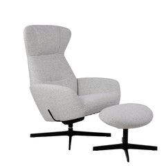 Harmaa Yani-tuoli ja rahi Brema Ashgrey -verhoilukankaalla ja mustalla Vision-jalalla.