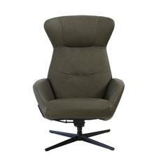 Yani-tuoli oliivinvihreällä Reno Olive 031 -verhoilukankaalla ja mustalla Bossa Flat -jalalla.