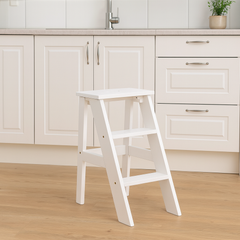 Valkoinen Aino-porrasjakkara. Stailattu visualisointi.