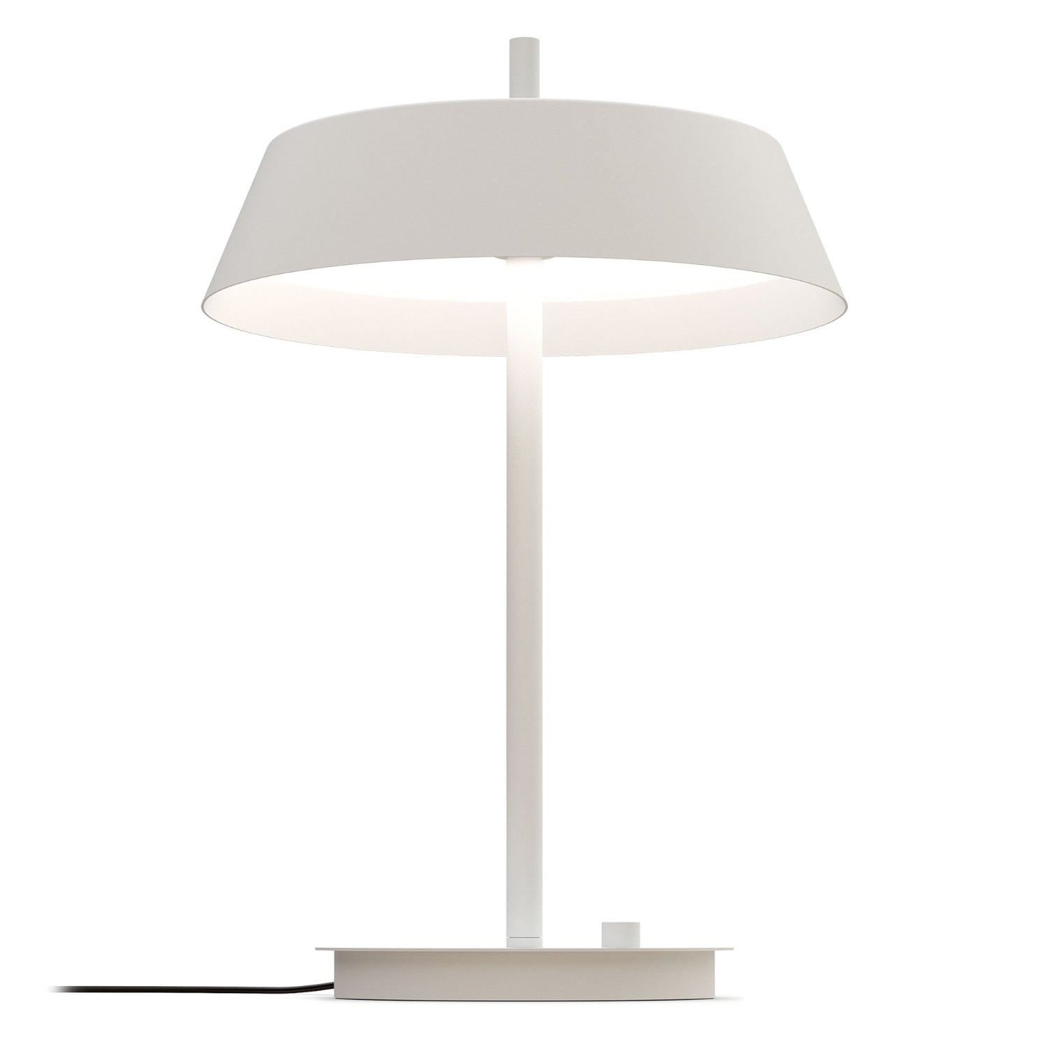 Bliss-pöytävalaisin, mattavalkoinen. Valaisimessa on himmennin.