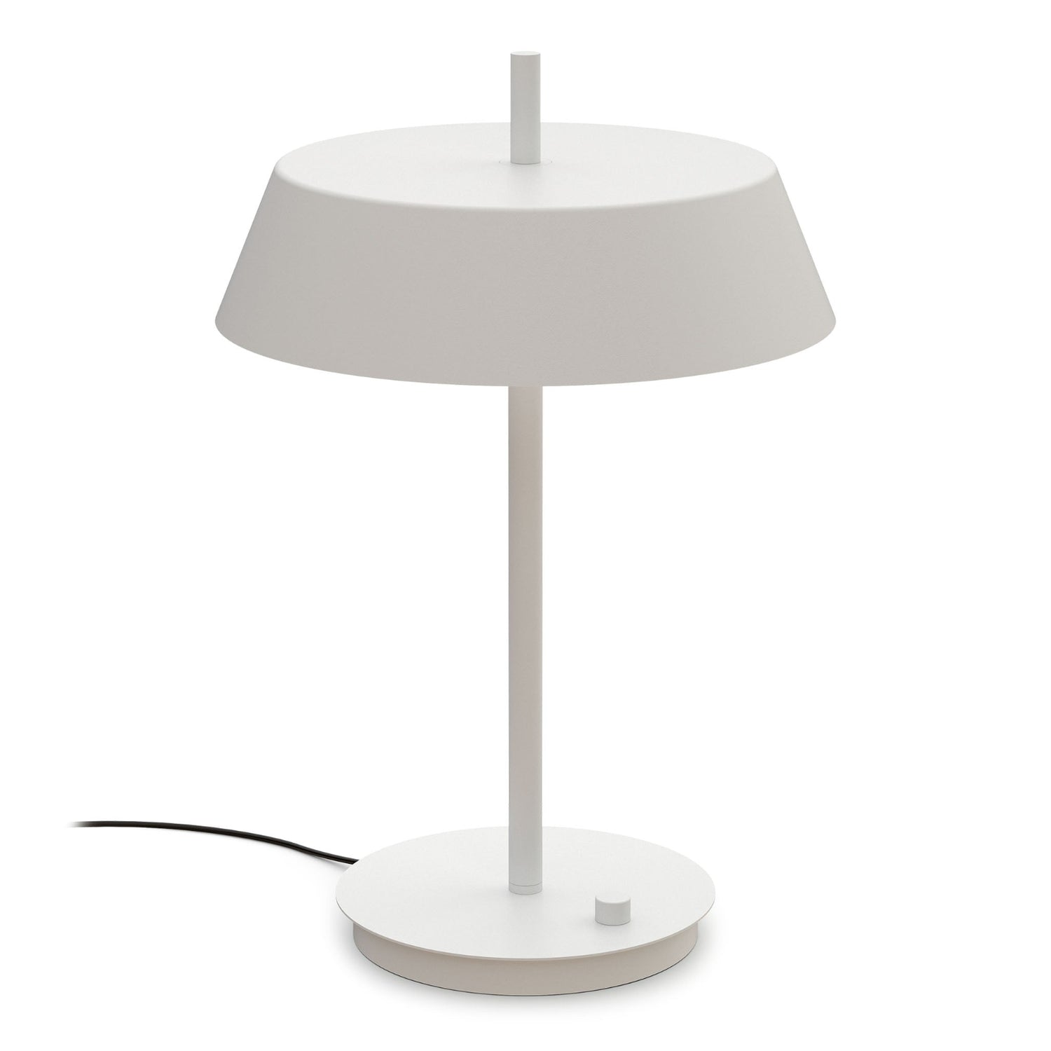 Bliss-pöytävalaisin, mattavalkoinen. Valaisimessa on himmennin.