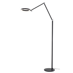 Halo LED-lattiavalaisin mattamustana. Valaisimen korkeuden säätövara on 130 - 240 cm ja syvyyden 28 - 120 cm.