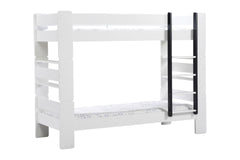 Mustavalkoinen Unipuu-kerrossänky. Patja ja petivaatteet myydään erikseen.