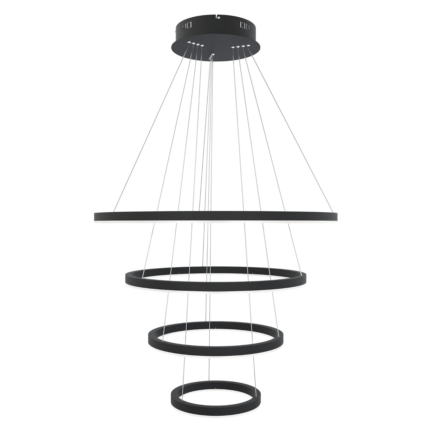 Layer-kattovalaisin muodostuu nimensä mukaisesti neljästä erillisestä metallirenkaasta ja kerroksesta. Kuvassa musta valaisin.