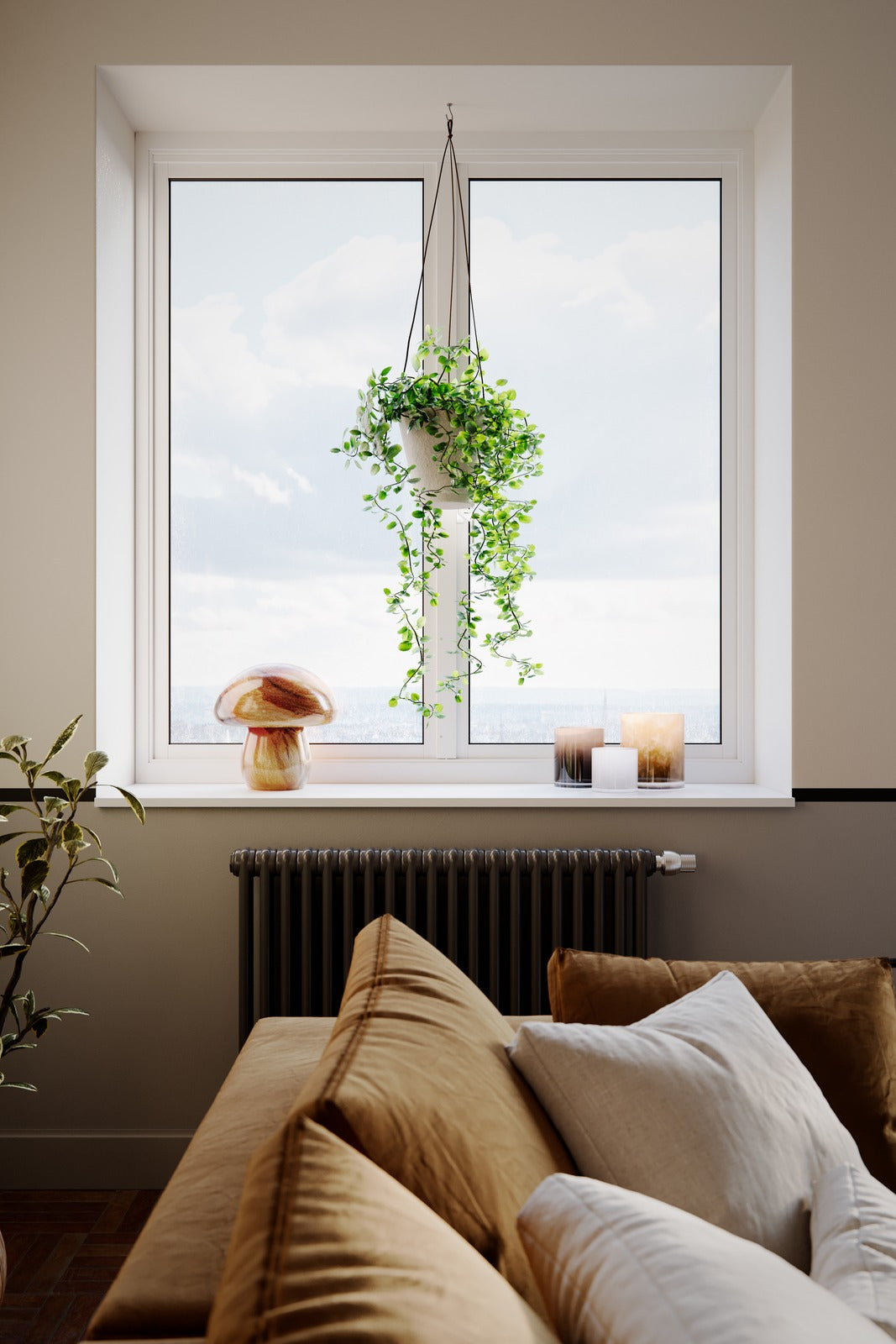 Mira Mushroom pöytävalaisin 30 cm sisustuksessa