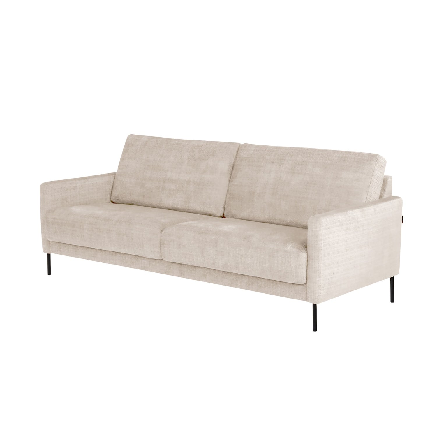Monica 3-istuttava sohva, väri vaalea beige, Glamour 01 -kangasverhoilu, kokoonpano KN1 + D2 + KN1.
