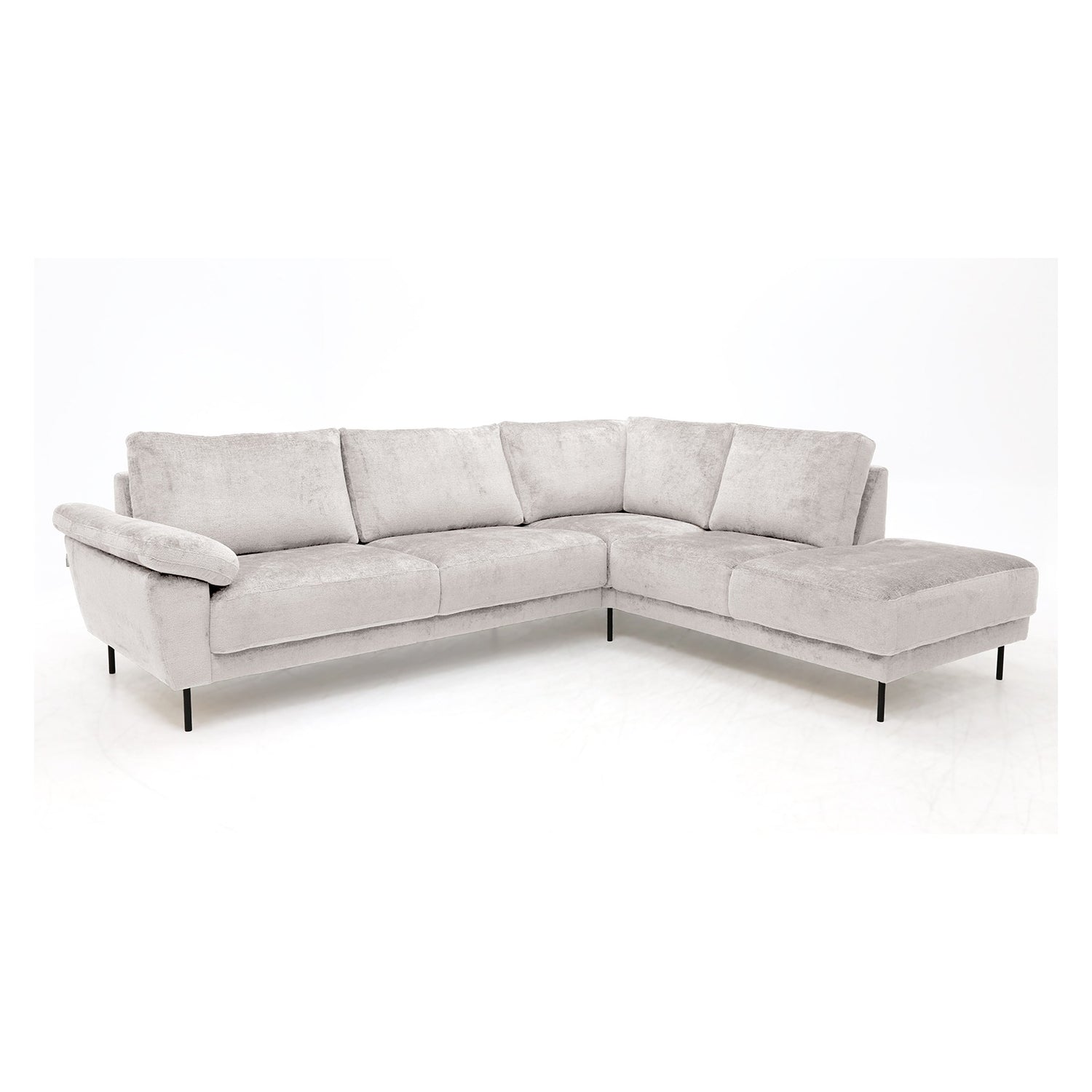 Monica avokulmasohva, vaalea beige, Glamour 01 -kangasverhoilu, kokoonpano KN3 + C + L + P2.