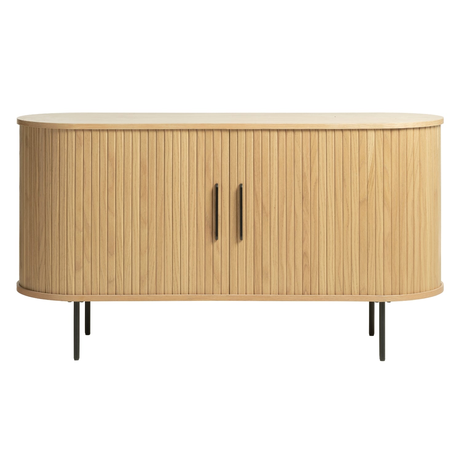 Nola-senkki luonnonvärinen tammi. Liukuovissa on mustat metalliset vetimet ja mustat metallijalat ovat säädettävät.