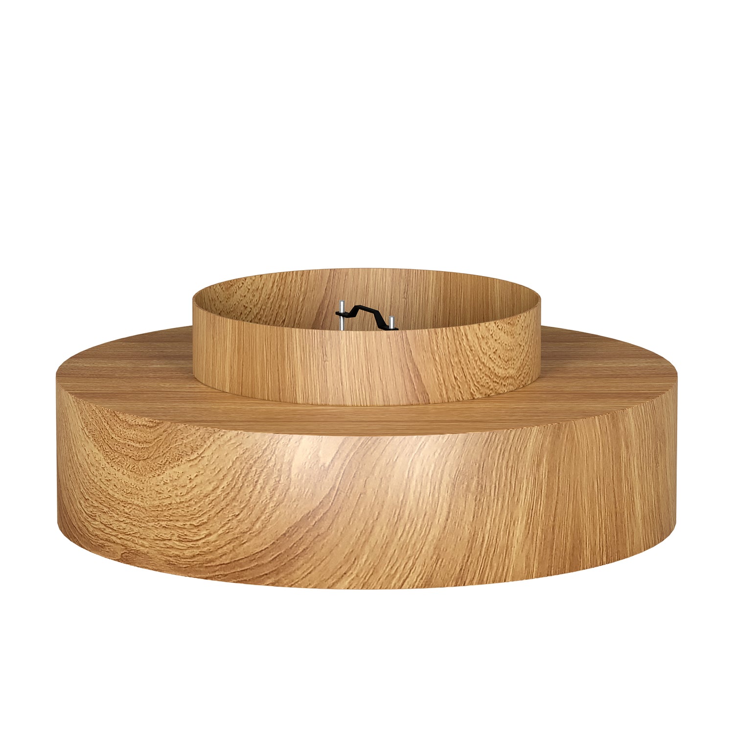 Oak-plafondi puunvärisellä metallirungolla.