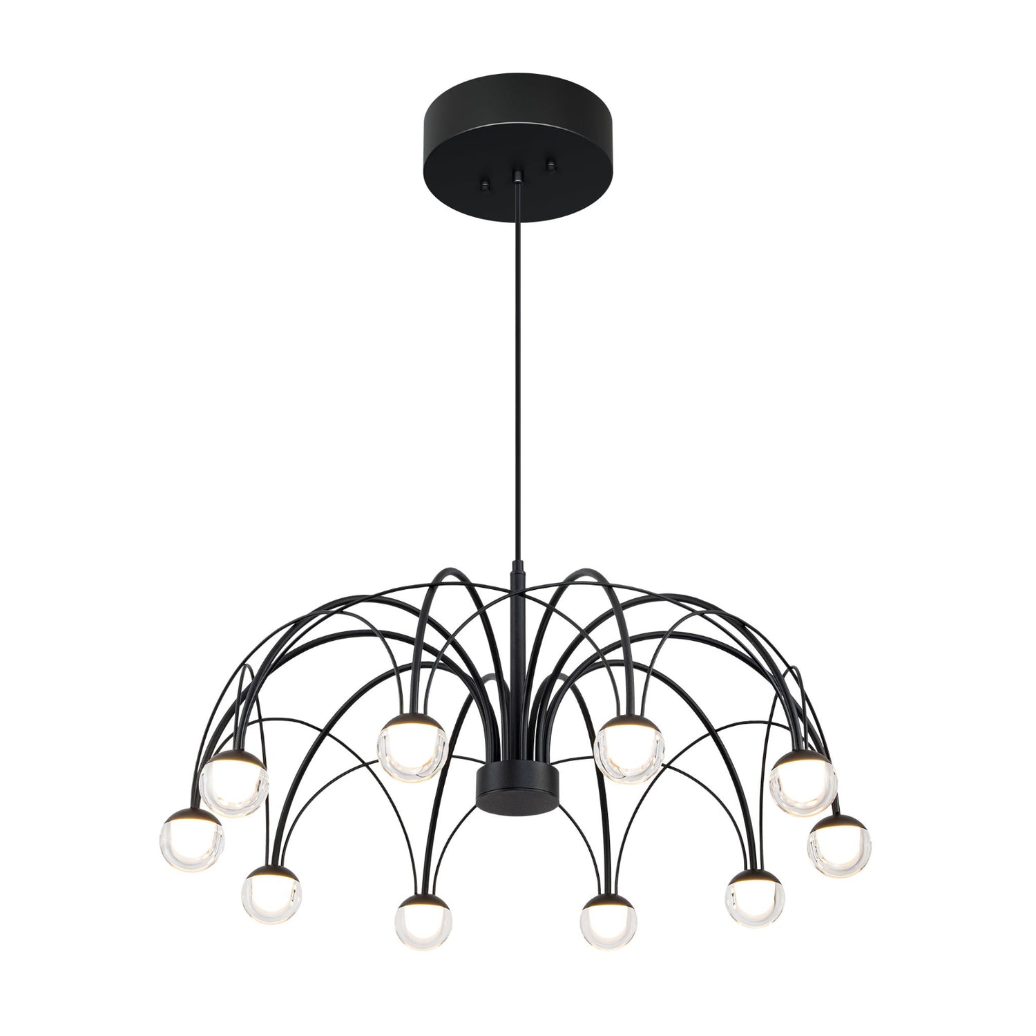 Parasol 65 LED -kattovalaisin, musta. Valaisimessa on 10 LED-valonlähdettä.