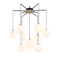 Raindrop-kattovalaisin mattamessinki/mattamusta opaaleilla lasipalloilla.