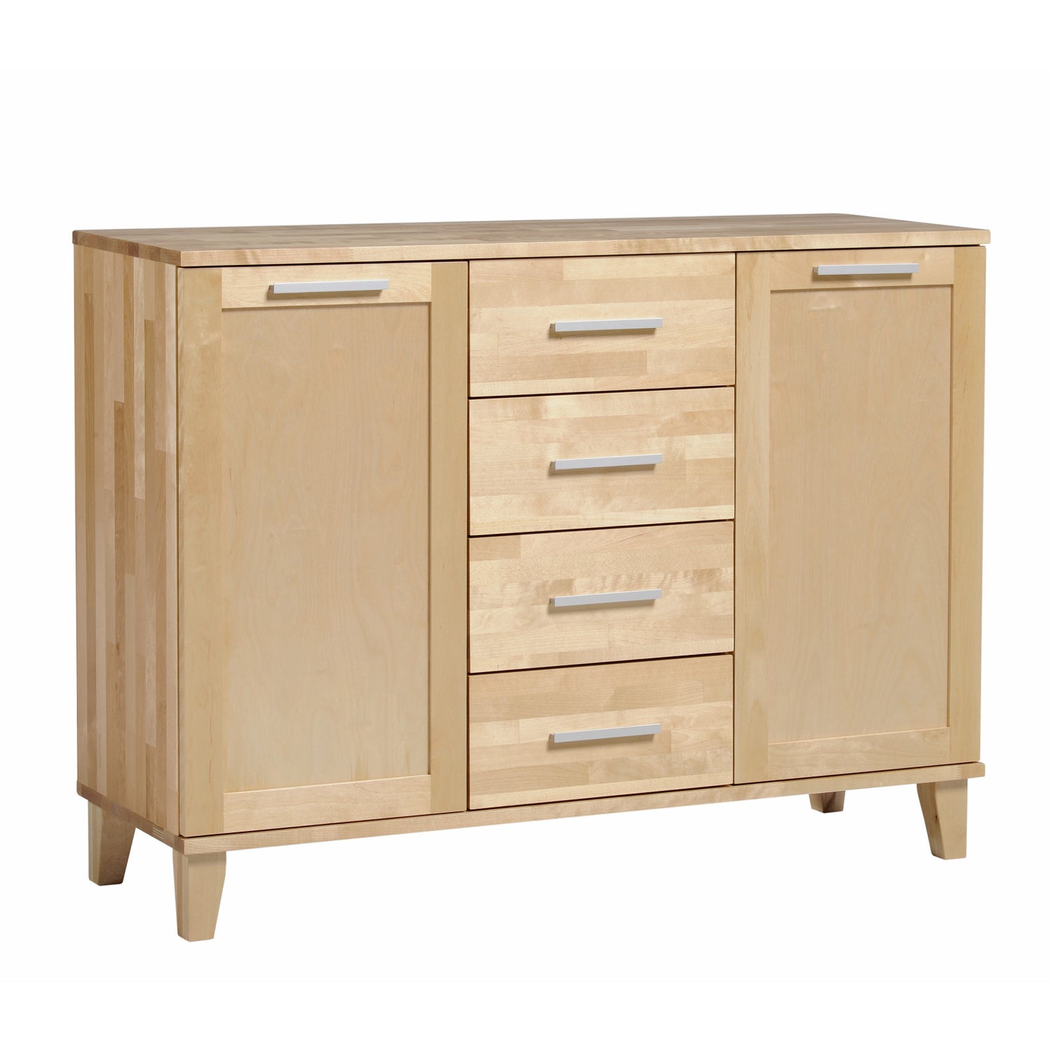 Vuokatti-senkki peiliovilla, luonnonovärinen koivu. Senkissä on pitkänmalliset vetimet ja puujalat.