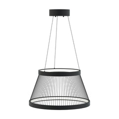 Mustassa String LED -kattovalaisimessa on tyylikkäillä mustilla kangasnaruilla keskenään kiinni kaksi valorinkulaa.