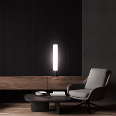 Kuvassa on Tower-pöytävalaisin, musta/valkoinen akryyli. Valaisin on himmennettävä.