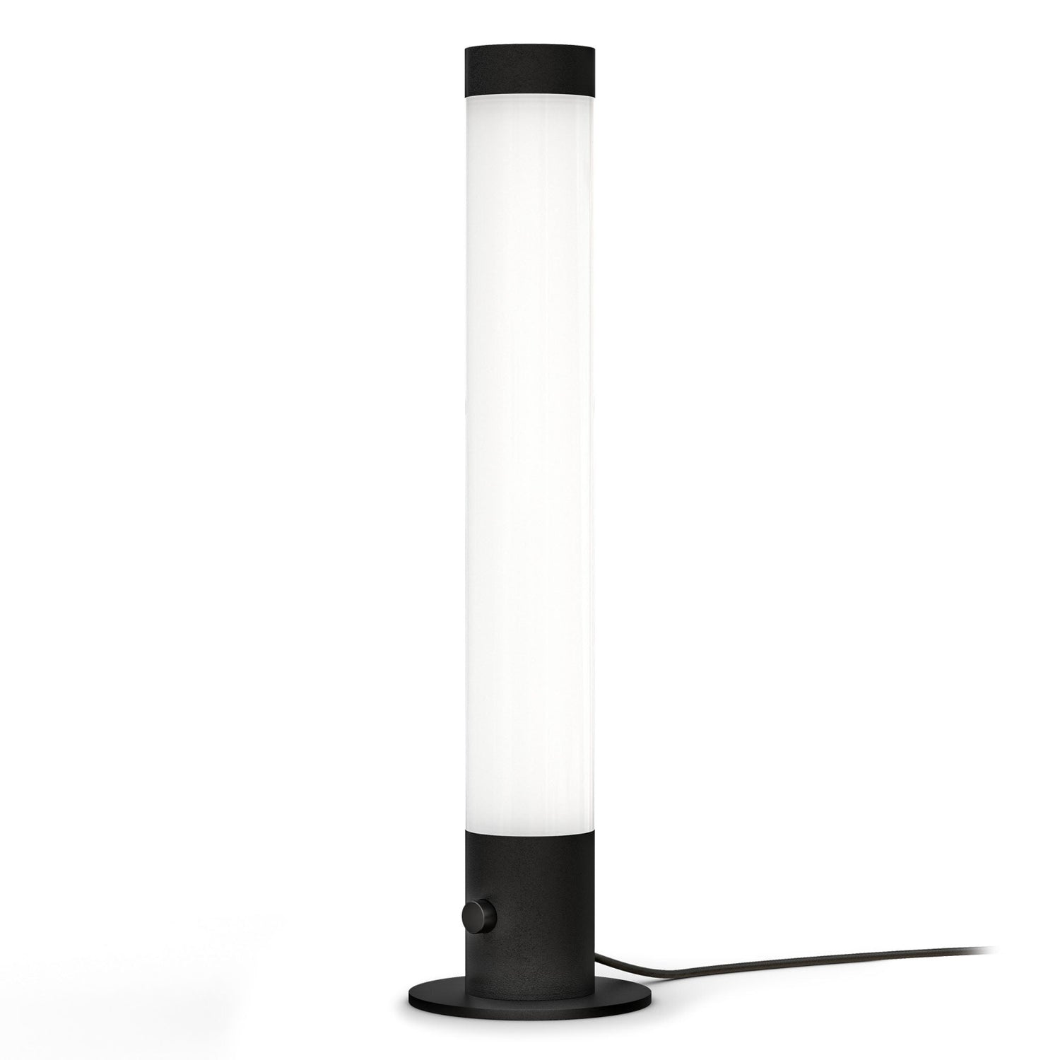 Tower-pöytävalaisin, musta/valkoinen akryyli. Valaisin on himmennettävä.