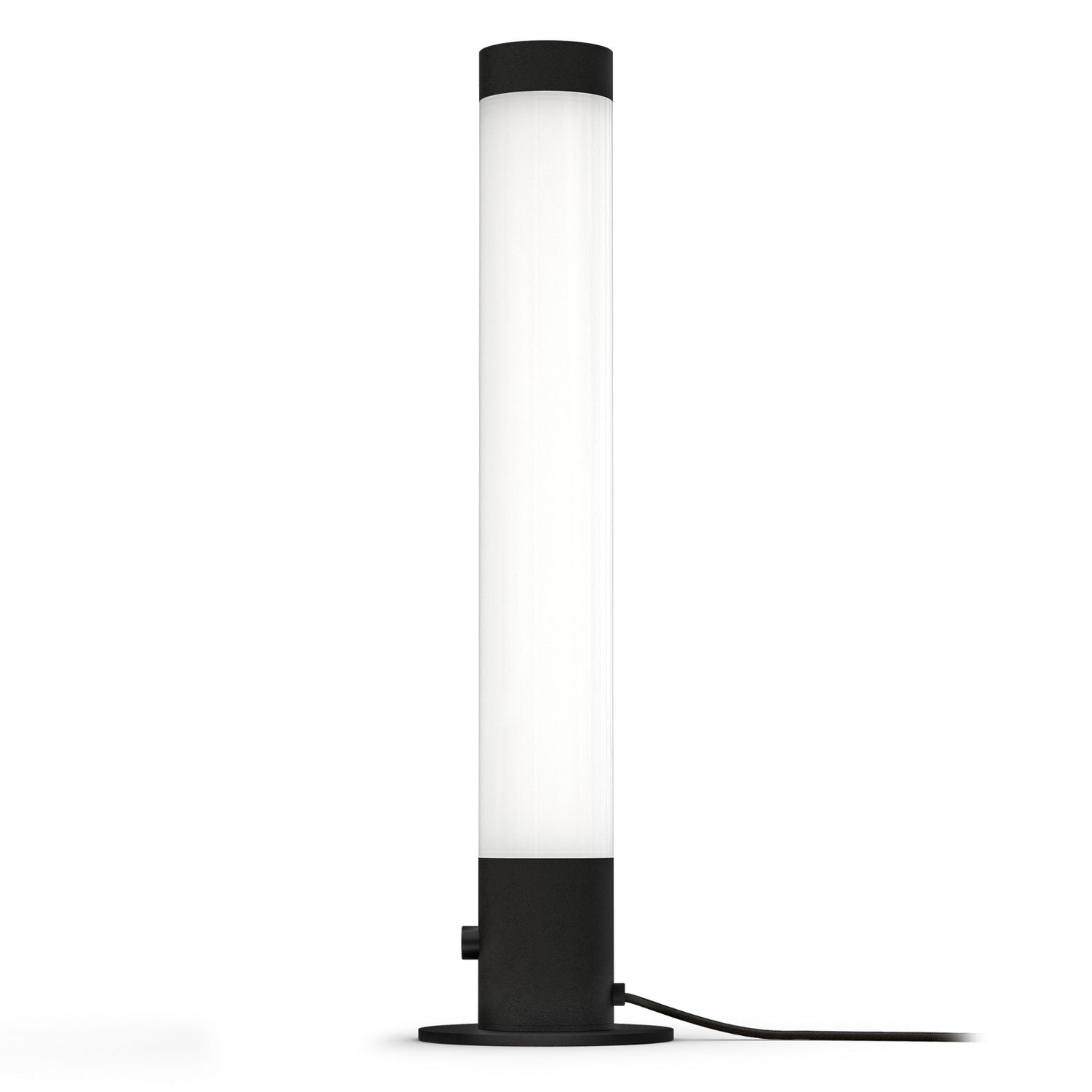 Tower-pöytävalaisin, musta/valkoinen akryyli. Valaisin on himmennettävä.