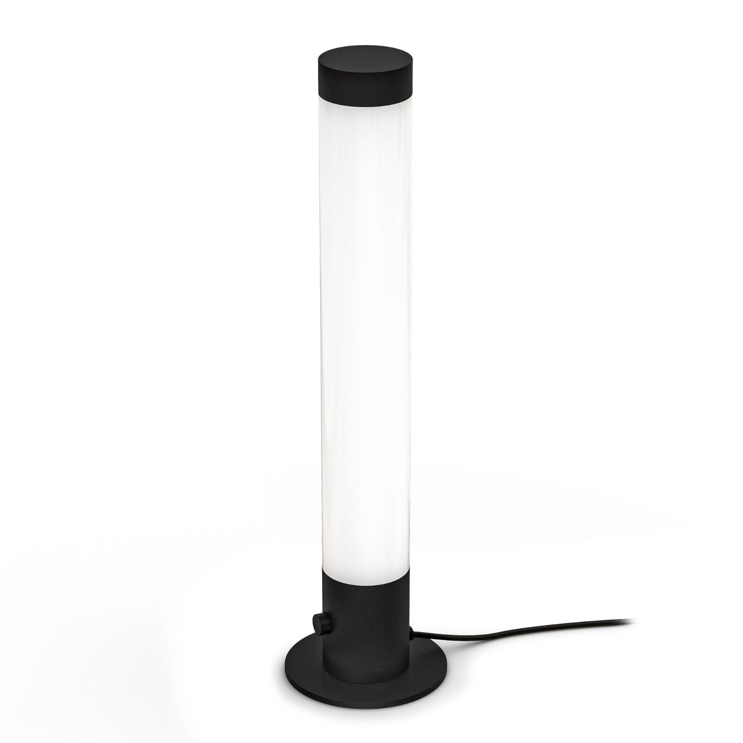 Tower-pöytävalaisin, musta/valkoinen akryyli. Valaisin on himmennettävä.